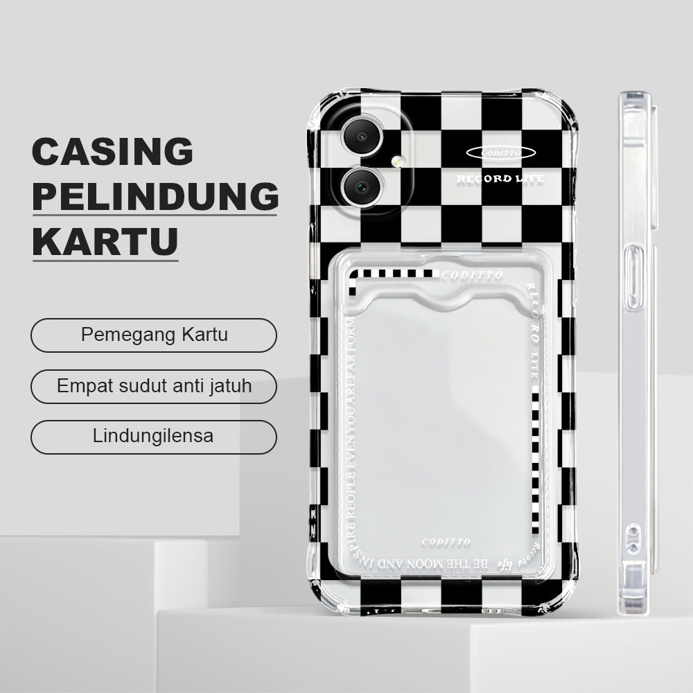 Hontinga Casing Hp Untuk  Compitable With Samsung Galaxy A05 Tempat Kartu Cassing Card Holder Softca