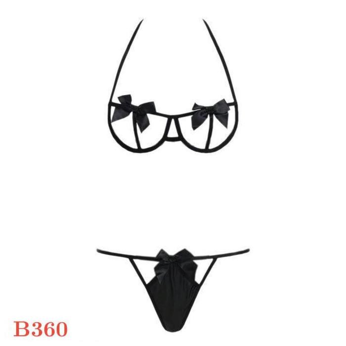 NEW Pakaian Dalam Wanita Sexy B360 Bra Set BH Kawat Underwire Halter Hitam