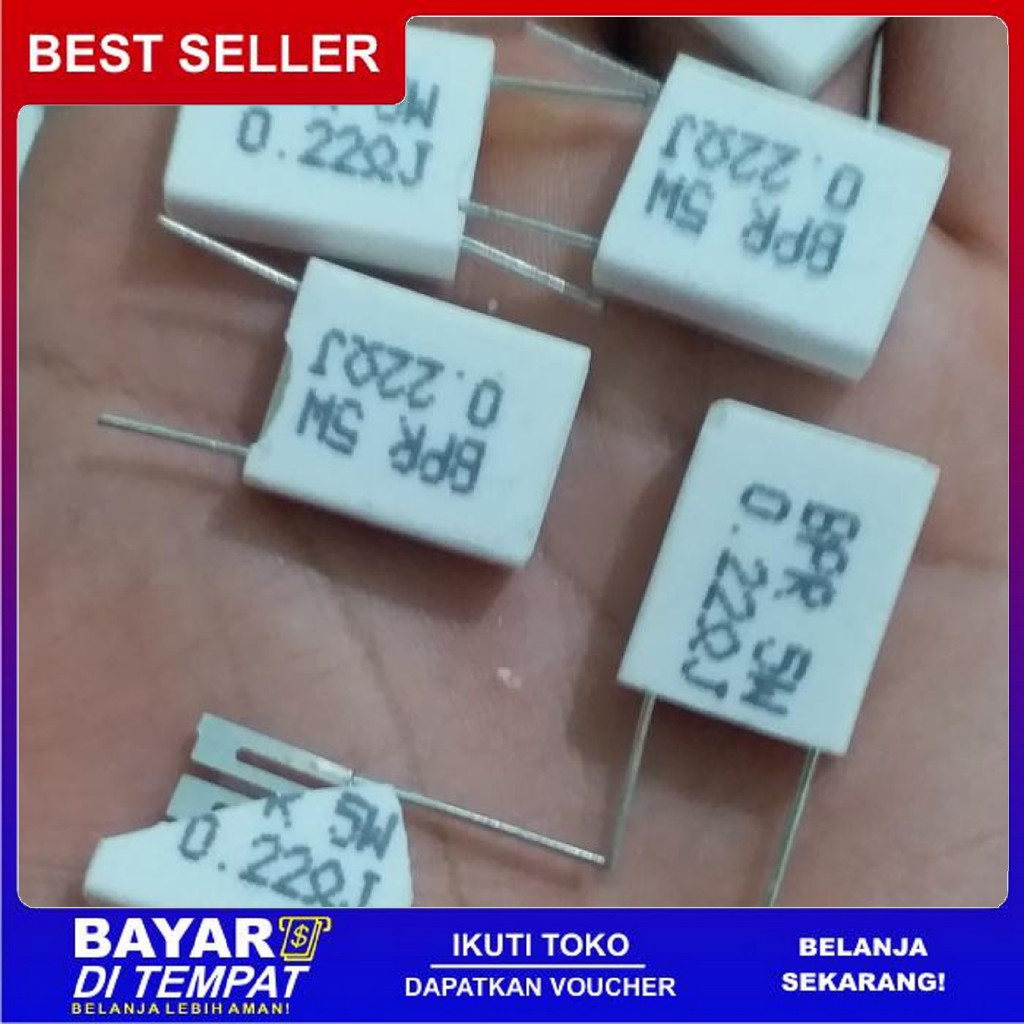 FREE ONGKIR RESISTOR KAPUR 0.22 0.33 5WATT GEPENG NON INDUCTIVE / R KAPUR 0R22 BISA COD