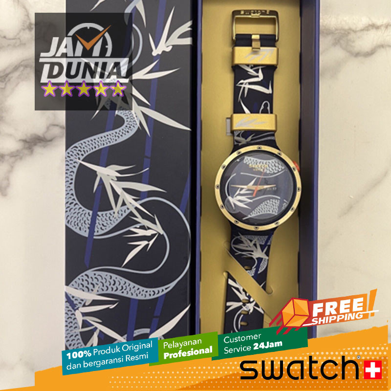 JAM TANGAN PRIA SWATCH ORIGINAL RESIN NAVY GOLD BIG BOLD SWATCH SB05Z700 SWATCH SB05Z 700 JAM WANITA