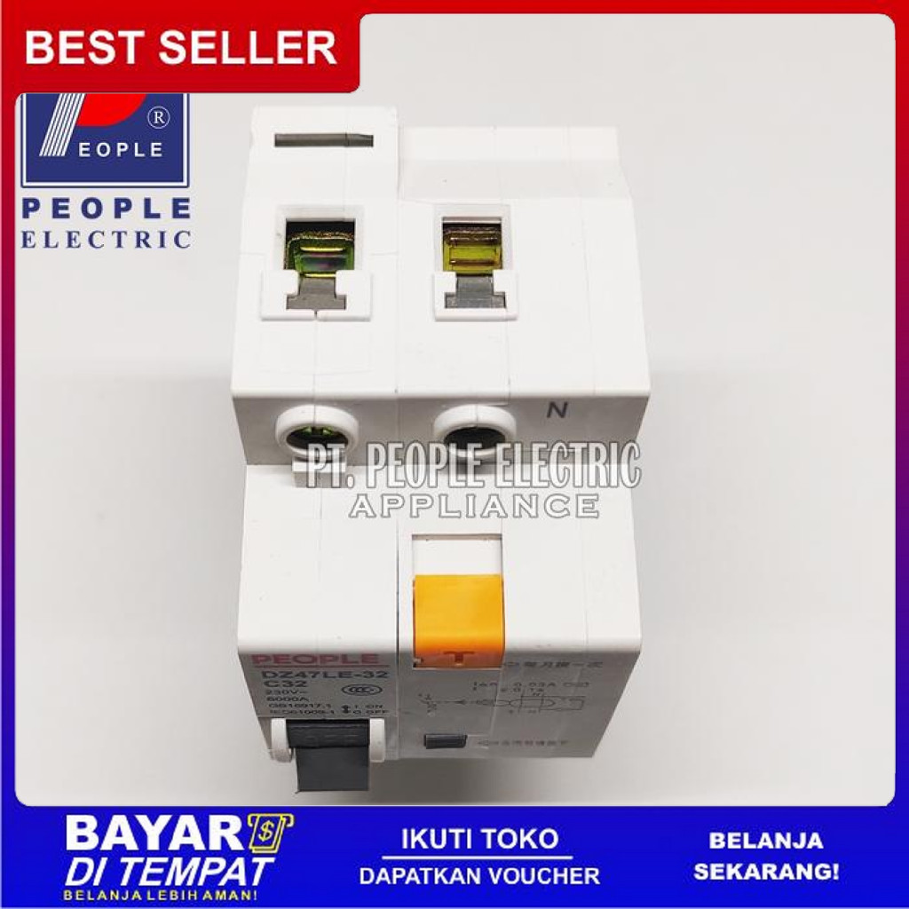 FREE ONGKIR RCBO PEOPLE DZ47LE-32 RDB5LE-63 1PN 10A 16A 20A25A32A MURAH BISA COD
