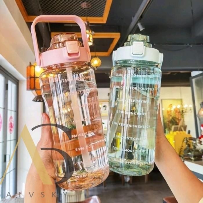 (Allthebest) BOTOL MINUM 2 LITER / BOTOL BENING MOTIVASI 2 L / BOTOL MINUM VIRAL