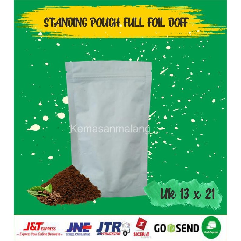 (Allthebest) kEMASAN Standing Pouch Full Foil PUTIH Doff 13 x 21