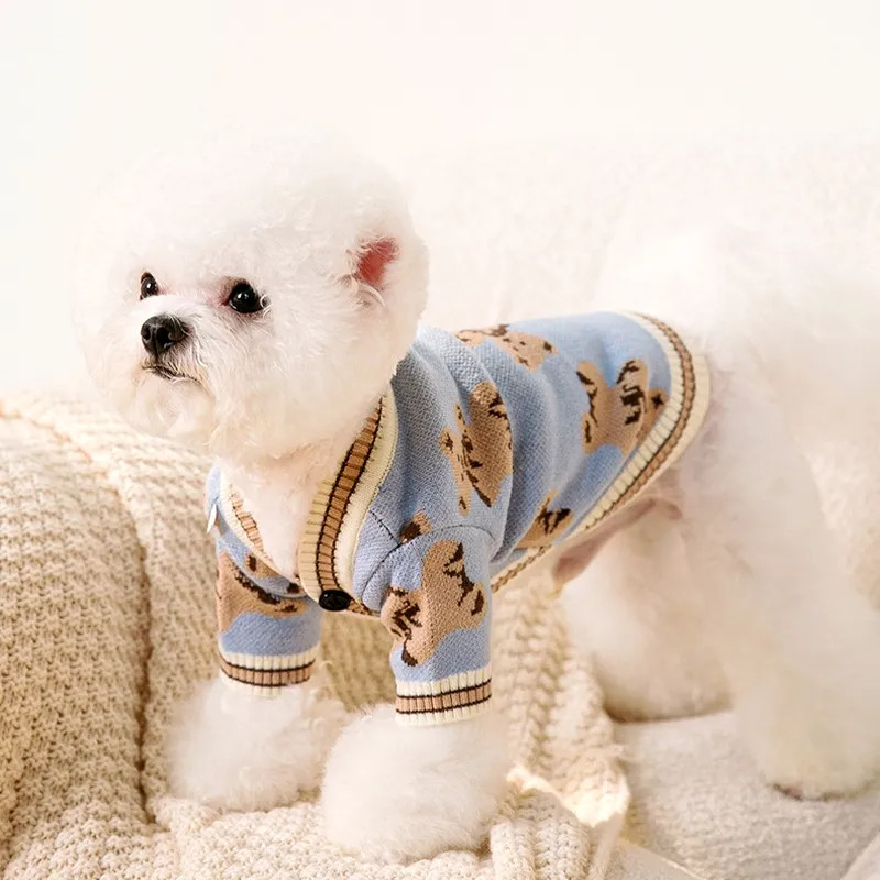 

Luxury Dog Clothes Chihuahua Pet Striped Cardigan Sweater Bichon Frise Puppy Kitten Dog Warm Coat