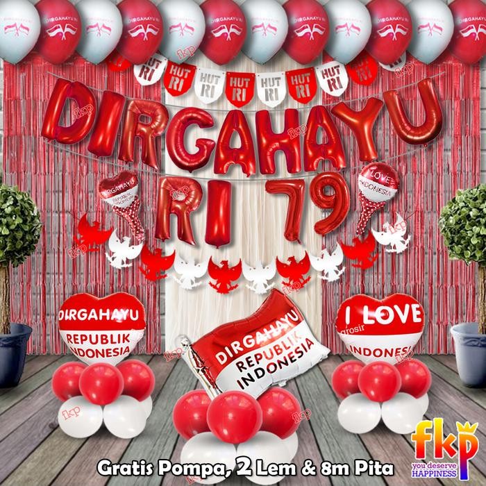 (Allthebest) FUN KIDS PARTY Paket Dekorasi Dirgahayu Standing Balon Lengkap / Hiasan Gapura HUT RI /
