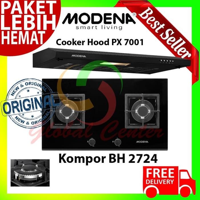 Paket Hemat Modena Kompor Tanam Bh 2724 Dan Cooker Hood Px 7001