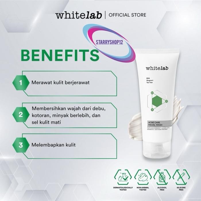 Whitelab Acne Care Facial Wash Sabun cuci muka untuk kulit jerawat acne face wash WHITELAB white lab
