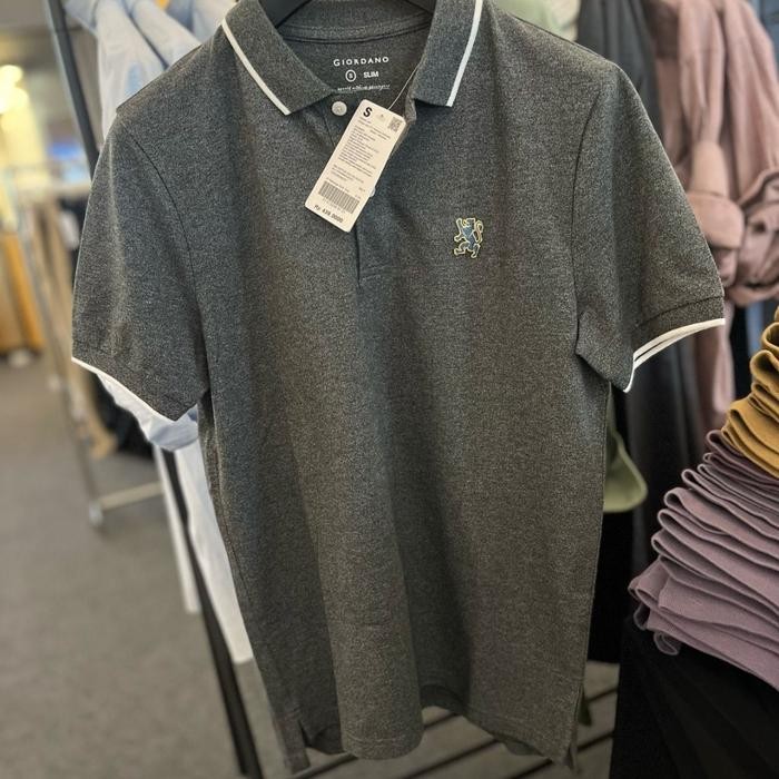 BajuKaosPolo TshirtPria MiniLionPolo Melange Dark Grey GiordanoOriginal