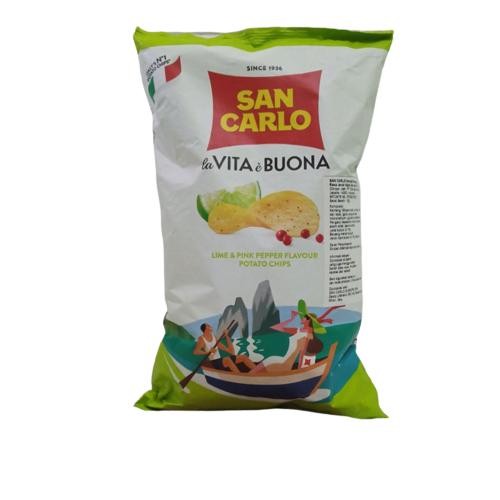 

San Carlo Lime & Pink Pepper Flavor Potato Chips 150Gr Impor