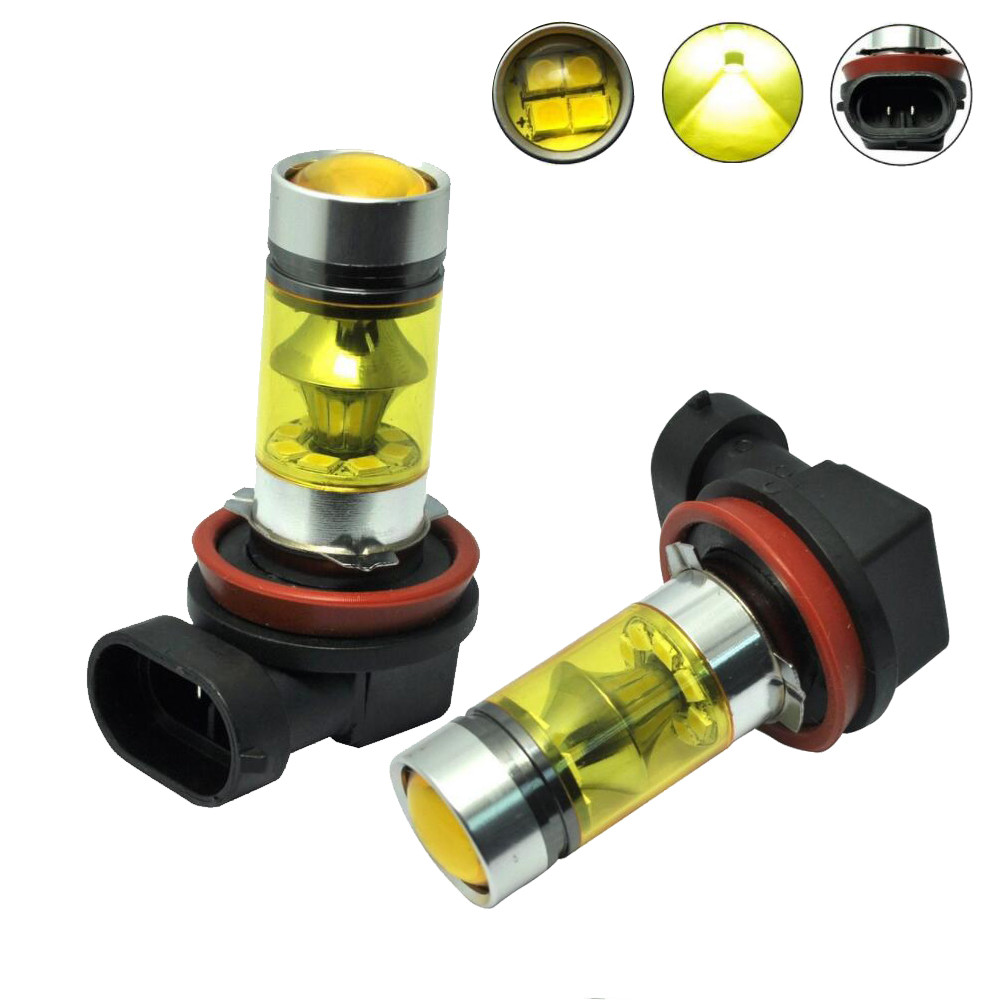 Terlaris, 2pcs Car LED fog lamp H8 H11 100W 20LED White Golden light