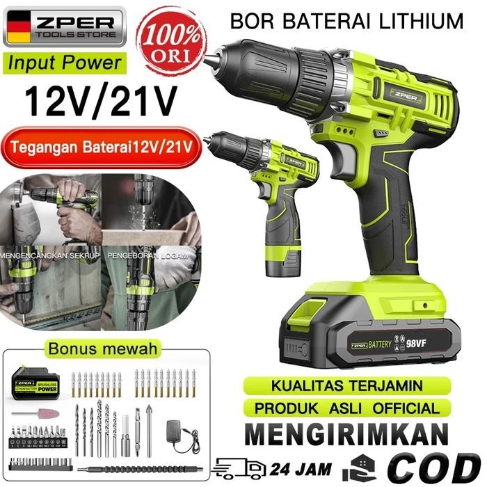Hitachi Tools - Mesin Bor 3In1 Cordless Impact Drill Screwdriver Multifunction Bor Listrik Bor Beton