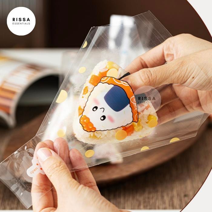 [ISI 50 LEMBAR] [RISSA] Plastik Bento Oniri Nasi Sushi Plastik Oniri Packaging Kertas Bungkus Bento