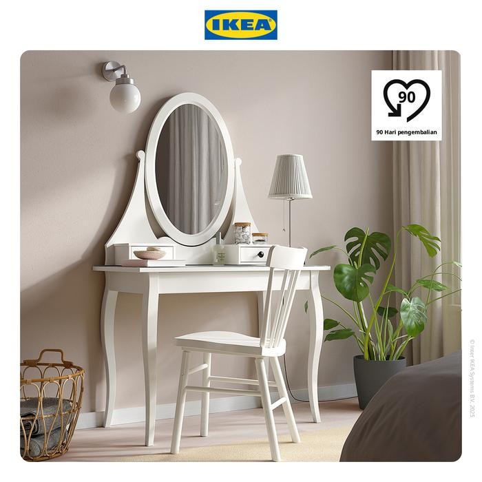 NEW IKEA HEMNES Meja Rias Dengan Cermin Putih 100x50cm