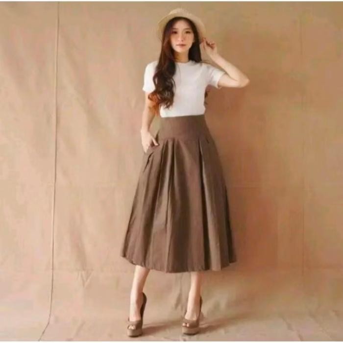 ASLI Nikita skirt rok linen uniqlo FIT to M READY STOCK