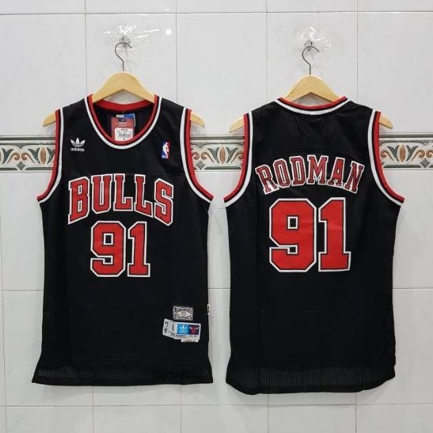 BAJU JERSEY BASKET SWINGMAN NBA DENNIS RODMAN CHICAGO BULLS HITAM