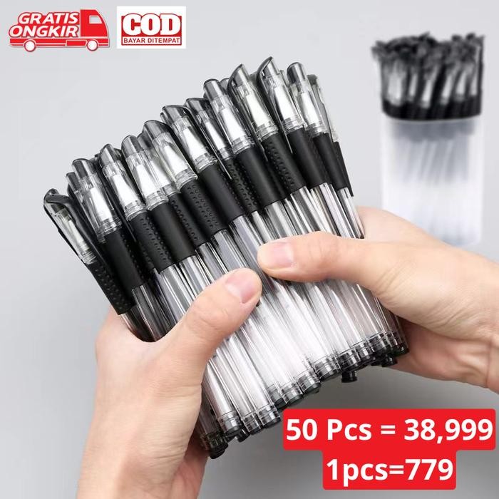 

(Imk) - (Bisa Cod) 50 Pcs Gel Pen Pena Tanda Tangan Ujian, Pena Gel, Pena Khusus Siswa, Tinta Hitam
