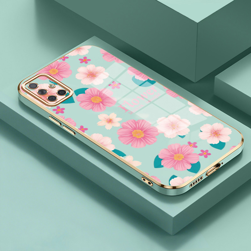 Casing Untuk Samsung Galaxy A71 Case Casing Bunga Almond Pink silikon tahan HP Softcase Kasing elect