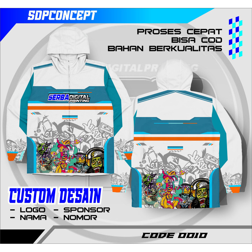 Jersey jaket Custom Desain Sendiri - Jersey Racing, Sepak Bola, Mancing, Gowes, Komunitas - Bahan Dr