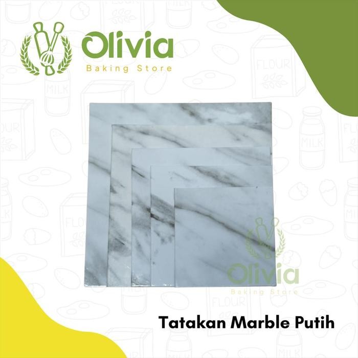Tatakan Kue Marble Kotak Putih *