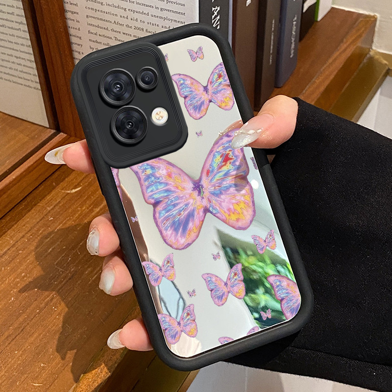 Casing Hp OPPO Reno 8 5G OPPO Reno 8T A1 Pro 5G Reno 8T 5G Case Cesing warna-warni ungu kupu-kupu Si