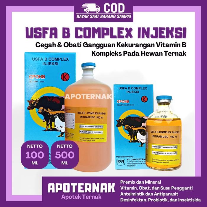 Usfa B Complex Vitamin B Kompleks Hewan Sapi Kambing Ayam -Gratisongkir