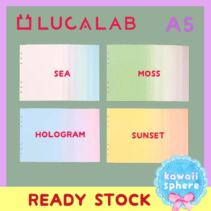 

LUCALAB A5 RING BINDER REFILL COLOR GRID NOTE INSERT 6-HOLES RING KODE 1412