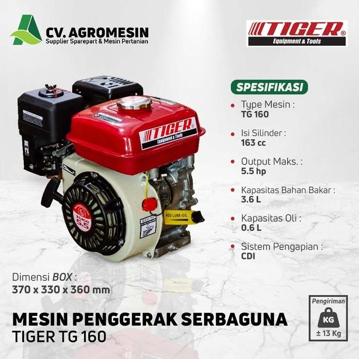 Ready stok Engine Mesin Penggerak Bensin Serbaguna Tiger TG160