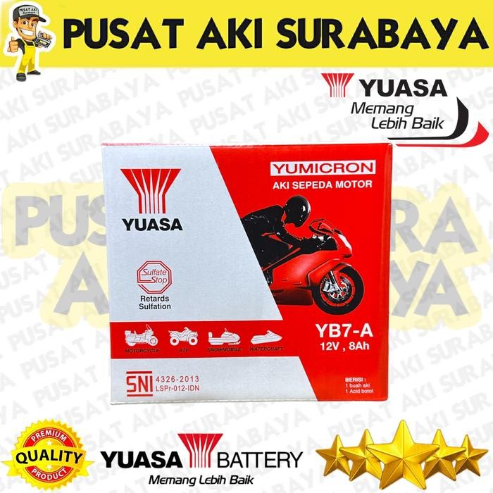 Langsung Kirim  ACCU YUASA YB7A ORIGINAL AKI YB7 A 8 AMPER THUNDER PULSAR