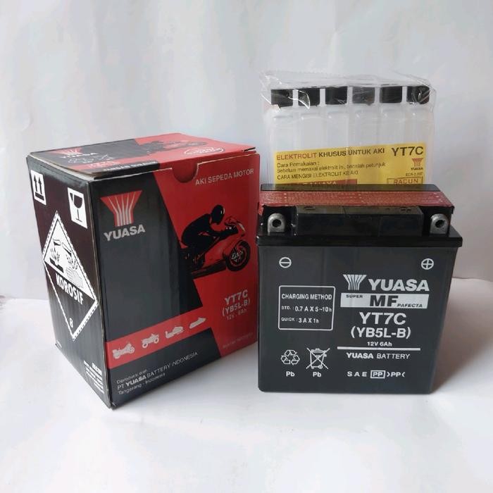 Langsung Kirim  Aki Motor Suzuki Smash, Shogun 110, Bravo, Tornado, YUASA YB5LB MF Aki Kering