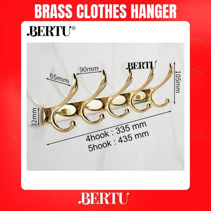 Kapstok Gantungan Baju Celana Kamar Mandi Topi Antik Bronze Kuningan Antique Ss Bertu 597-5K Aq