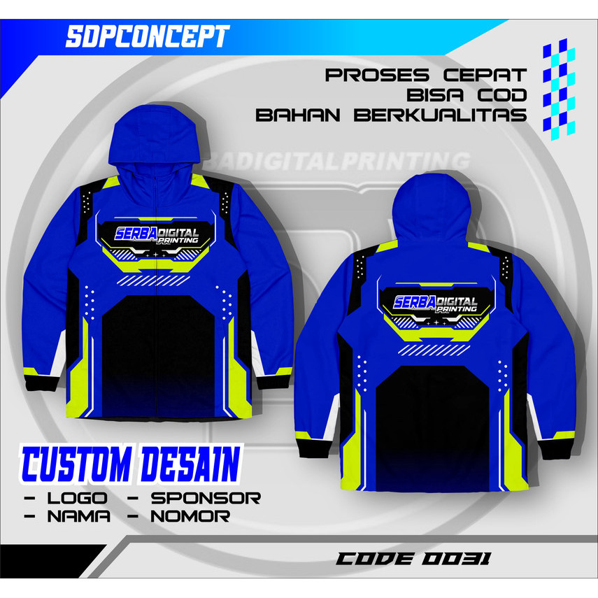 Jersey jaket Custom Desain Sendiri - Jersey Racing, Sepak Bola, Mancing, Gowes, Komunitas - Bahan Dr