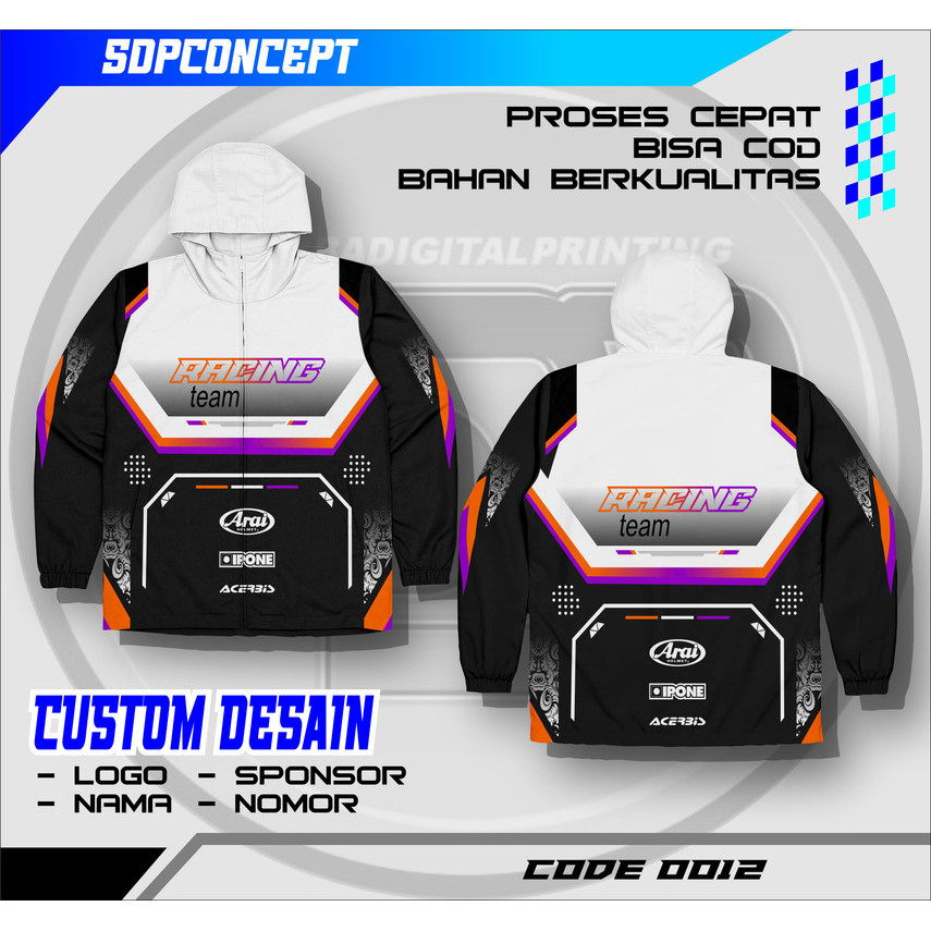 Jersey jaket  Custom Desain Sendiri - Jersey Racing, Sepak Bola, Mancing, Gowes, Komunitas - Bahan D