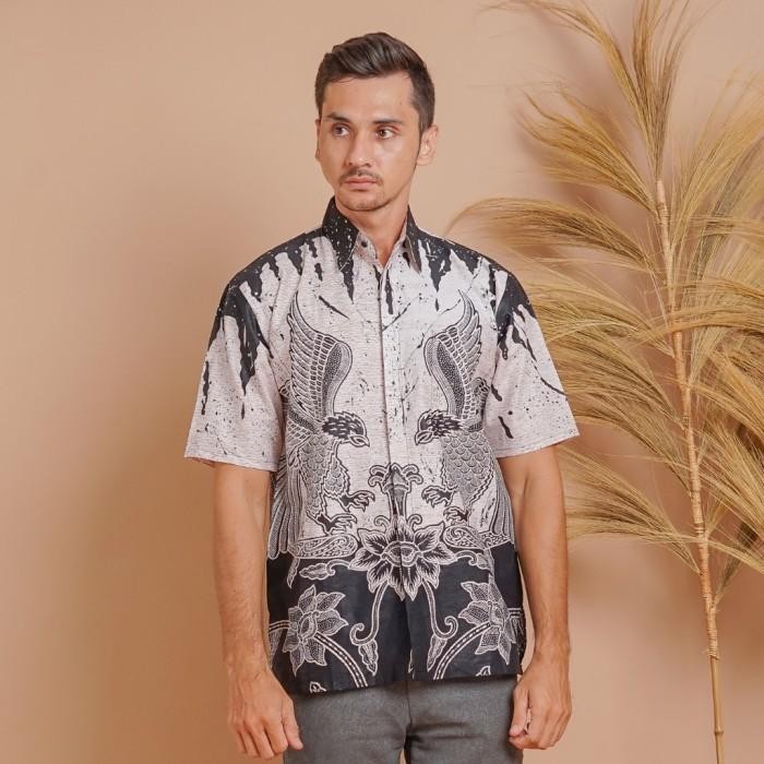 (Allthebest) Kemeja Batik Trusmi Pria Lengan Pendek 100% Katun / Baju Batik