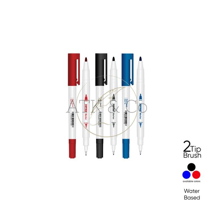 

Spidol Dual Tip Fineline Hitam Biru Merah Joyko MK-64 Color Marker