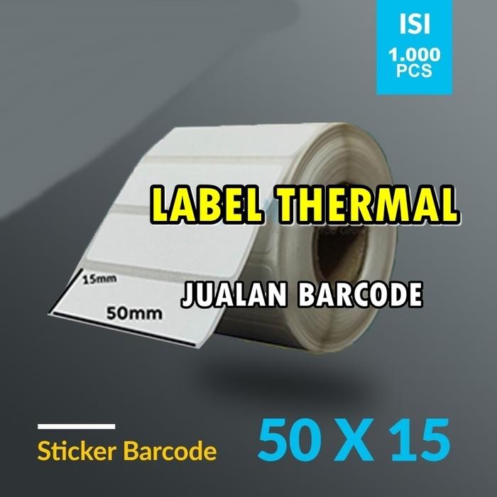 

LABEL BARCODE 50 X 15 KERTAS STICKER THERMAL 50x15 mm (1000 pcs)