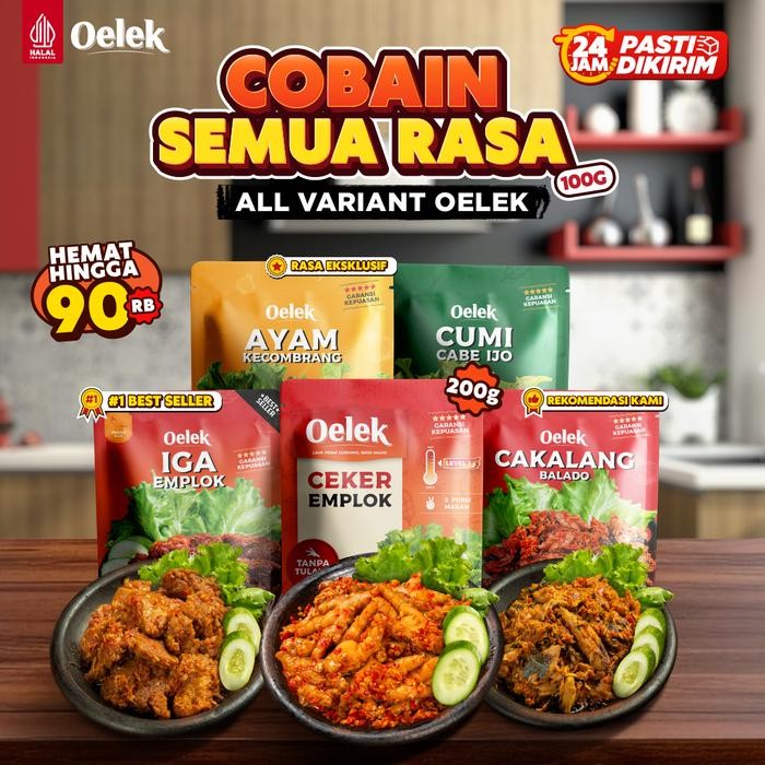 

[Beli 4 Dapat 5] Paket Lauk Oelek 100gr Lengkap / Iga Emplok / Ayam Kecombrang / Cakalang Balado /