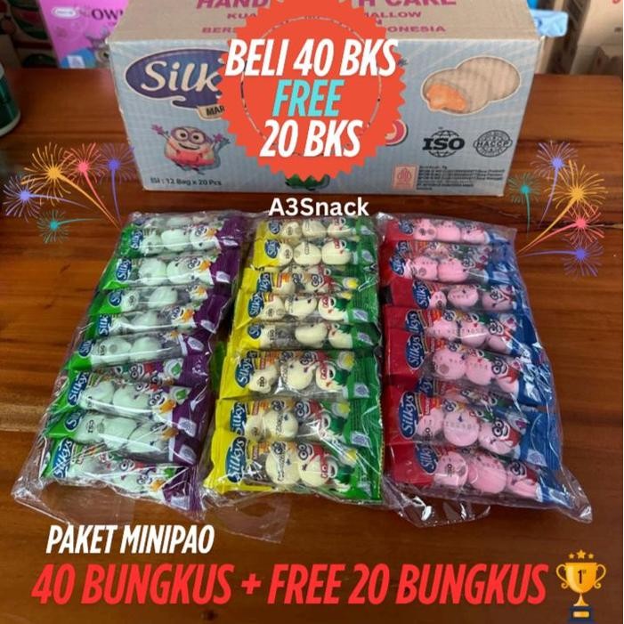 

Paket Marsmallow Minipao Aneka Rasa 40Bungkus +20Bungkus mix 3 rasa Marshmallow Minipao, tiap
