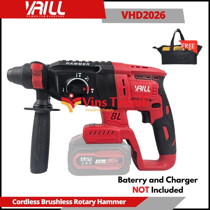 MESIN BOR BETON CORDLESS ROTARY HAMMER 26MM VHD 2026 VRILL VHD2026 SALE