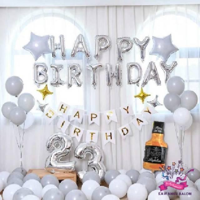 

Terlaris BIRTHDAY DEKORASI WHISKEY WHITE SET/BALON FOIL BINTANG PUTIH SALE