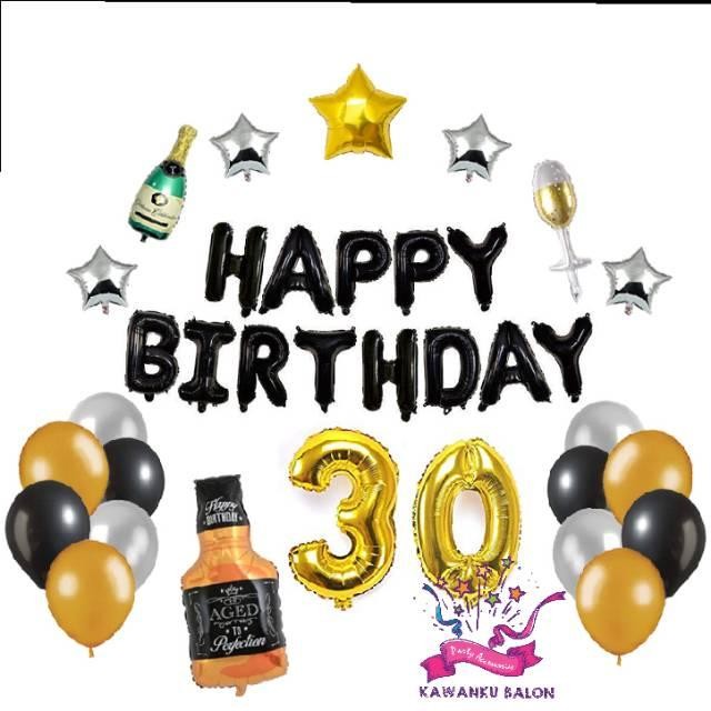 

Terlaris Balon Foil Happy Birthday Dekorasi Hitam/Balon Ulang Tahun SALE