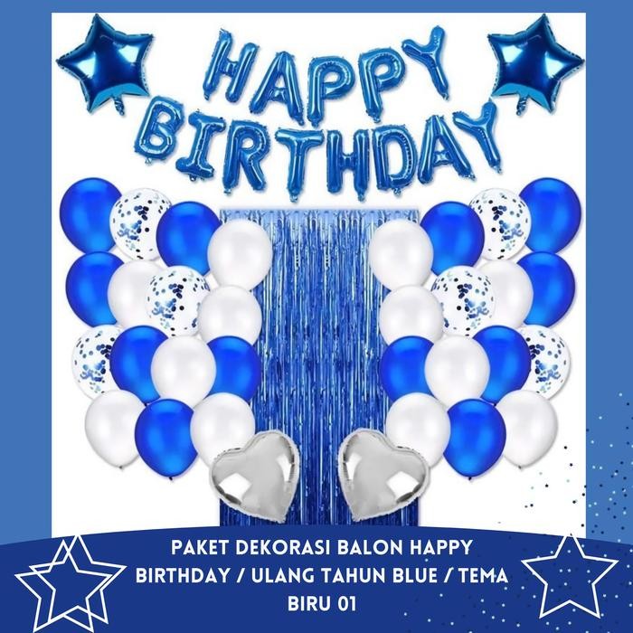 

Terlaris PAKET Dekorasi Balon Happy Birthday / ULANG TAHUN Blue / Tema Biru Silver SALE