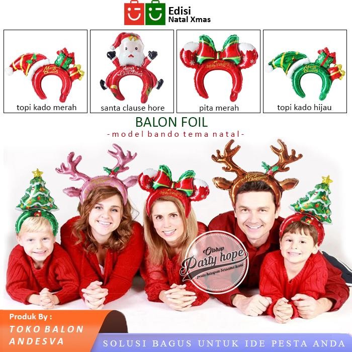 

Terlaris isi 50 Balon Foil Bando Pesta Natal Per Pak / Balon Bando Merry Christmas / Balon Natal