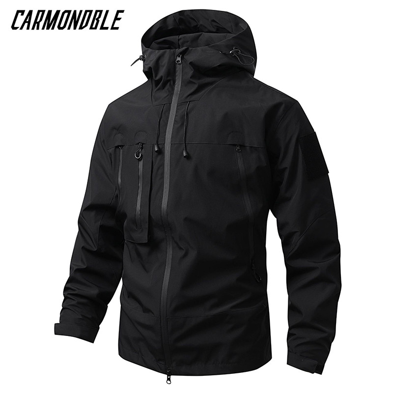 CARMONDBLE Motorcycle Hooded Coat Mountain Bike Cycling Men Jacket Waterproof MTB Bicycle Outdoor Wi