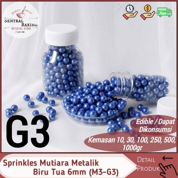 

Lecy.store2 SPR-173 Sprinkle Mutiara Metalik Biru Tua 6mm (M3-G3) Springkel Cake