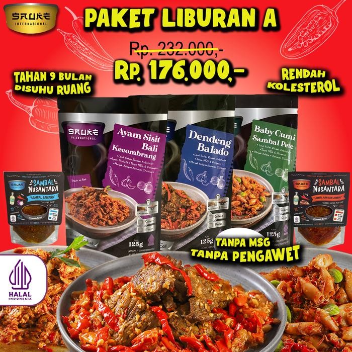 

LAUK SIAP SAJI PAKET LIBURAN TRAVEL PACK 125GR ( 3 LAUK & 2 SAMBAL) LAUK SIAP SAJI RENDAH