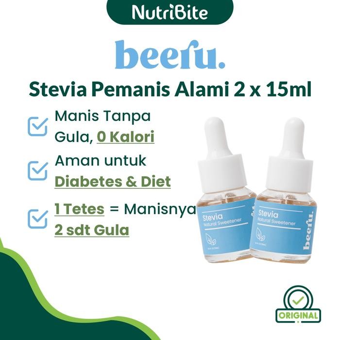 

BEERU Stevia Natural Sweetener Gula Pemanis Alami Cair Paket 2pcs Dobel