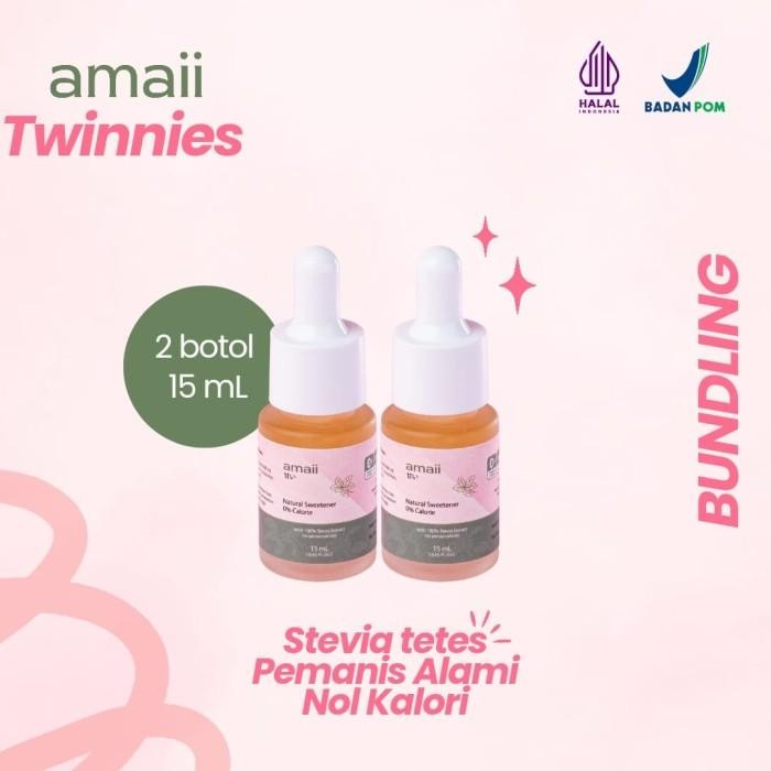 

BUNDLING AMAII TWINNIES (2 Botol x 15 mL) - Pemanis Alami Nol Kalori / Natural Sweetener Zero