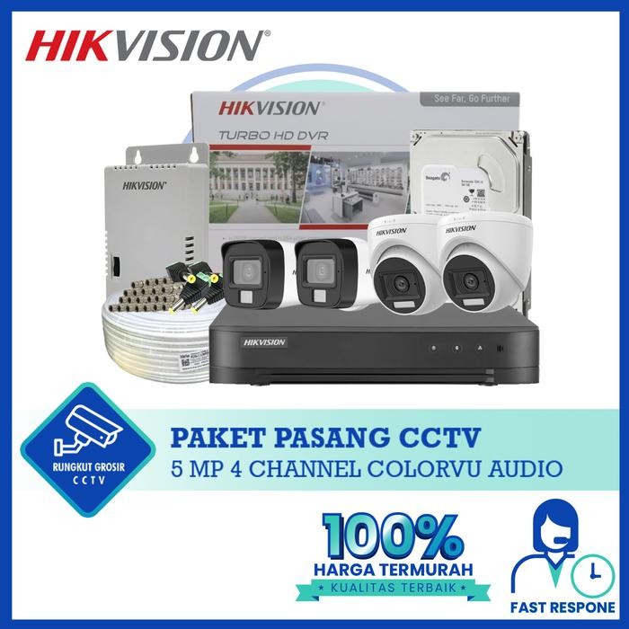 Paket CCTV 4ch HIKVISION 5MP Colorvu Audio