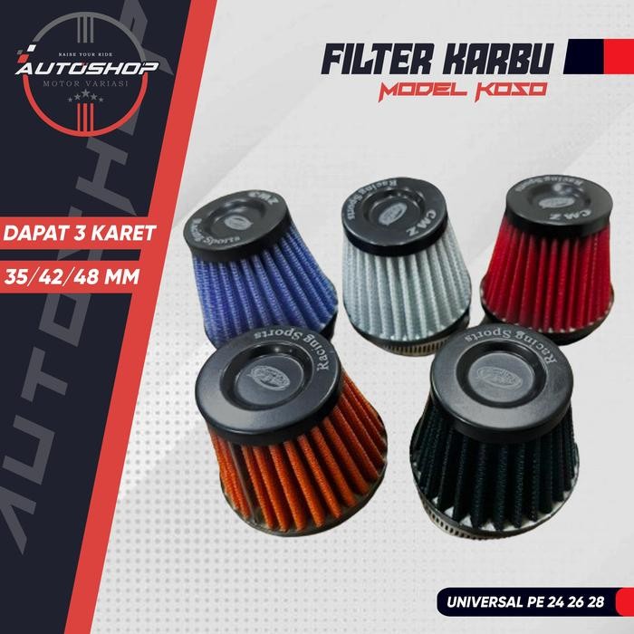 Filter Karbu RACING KOSO Universal PE 24 26 28 Air Filter Open Filter Universal Motor *