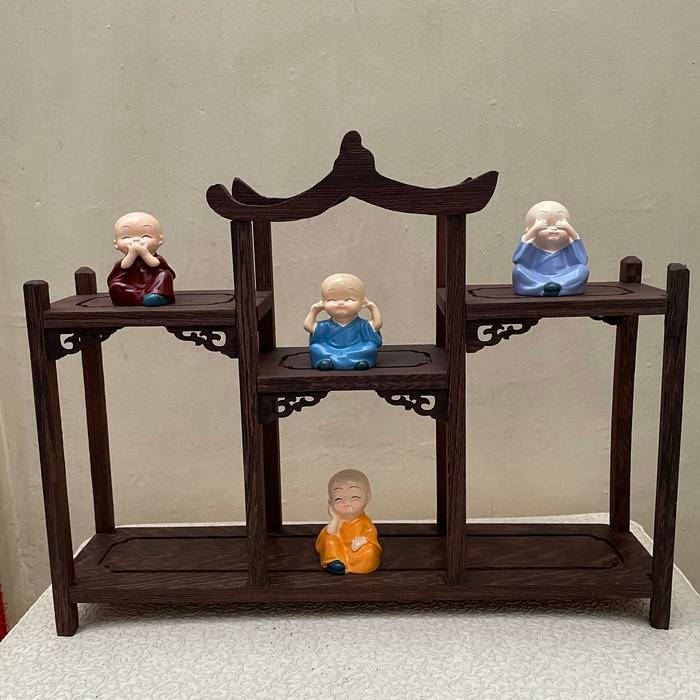 patung biksu kecil gaya, pajangan mobil, budha kecil *